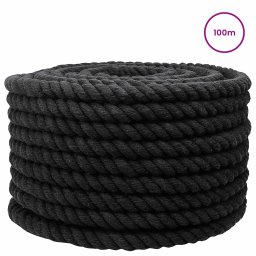 vidaXL Katoenen Touw 20 mm 100 m Zwart 100% Katoen