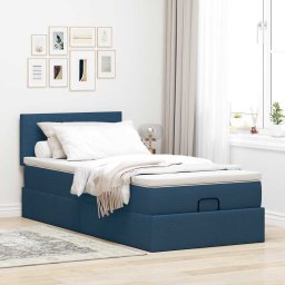 vidaXL Ottoman bed met matras 90x190cm stof blauw