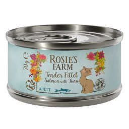 12x70g Rosie's Farm Tender Filet Zalm met Tonijn nat kattenvoer