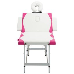 vidaXL Massagetafel inklapbaar 4 zones aluminium wit en roze