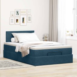 vidaXL Bed poef met matras 120x190 cm fluweel donkerblauw
