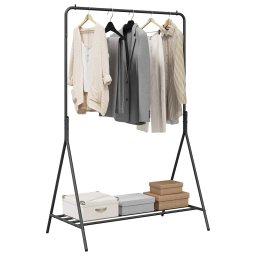 vidaXL Kledingrek met opslag Zwart 100 x 56 x 154 cm Staal
