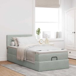vidaXL Ottoman bed met matras 80x200cm fluweel lichtgrijs