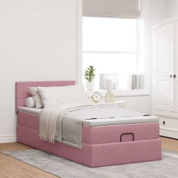vidaXL Ottoman bed met matras 80x200cm fluweel roze