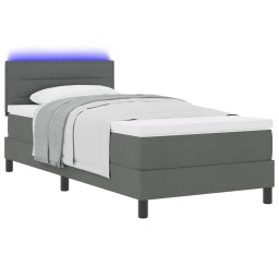 vidaXL Boxspring bed met matras met LED Donkergrijs 80 x 200 cm Stof
