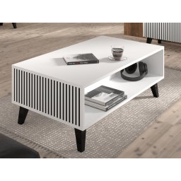 Salontafel RAVAGE 90 cm wit/zwart