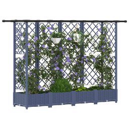 vidaXL Verhoogd Bed met Trellis en Dak Grijs 202,5 x 40 x 121 cm PP