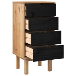 vidaXL Ladekast met lade OTTA Zwart 45 x 39 x 90 cm Massief grenenhout