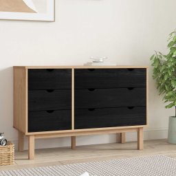 vidaXL Ladenkast OTTA Zwart 111 x 43 x 73,5 cm Massief grenenhout