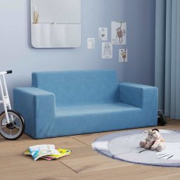 vidaXL Kinderbank 2-zits zacht pluche blauw