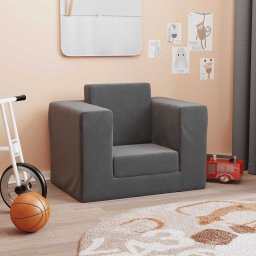 vidaXL Kinderslaapbank zacht pluche antracietkleurig