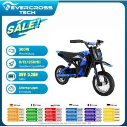 EVERCROSS TECH elektrische kindermotor EV12M-motor 300W, max. snelheid 25 km/u, actieradius 15 km, 12-inch banden Red-36v-5.2ah-300w