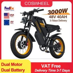 COSWHEEL Elektrische fiets GT20 PRO 3000 W Dual Motor 48 V 40AH Elektrische Fiets 20 Inch Fat Tire Off-Road Mountain EBike GT20 MAX 2000W 60V One Motor