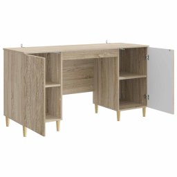 vidaXL Bureau Sonoma Eiken 142,5 x 50 x 75 cm Bewerkt hout