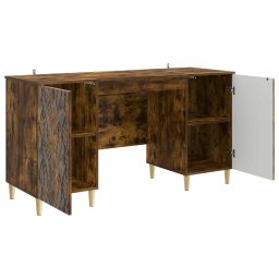 vidaXL Bureau Gerookt eiken 142,5 x 50 x 75 cm Bewerkt hout