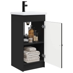 vidaXL Badkamermeubel met Wasbak Zwart 42 x 40 x 84,5 cm Bewerkt hout