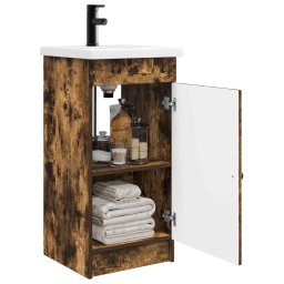 vidaXL Badkamermeubel met Wasbak Gerookt eiken 42 x 40 x 84,5 cm