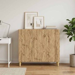 vidaXL Dressoir Artisanaal eiken 89 x 34,5 x 80 cm Bewerkt hout