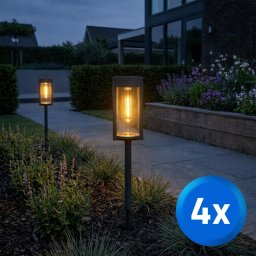Solar priklamp nero - met grondspies - tijdloos design - set van 4