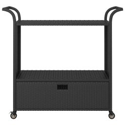 vidaXL Serveerwagen met lade 100x45x97 cm poly rattan zwart