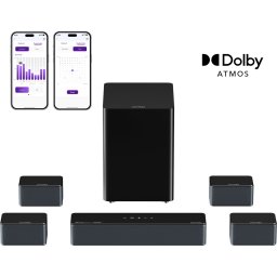 Poseidon D80 Boom - 7.1 Soundbar voor tv - met Dolby Atmos Soundbar - Draadloze Subwoofer & 4 Surround Speakers