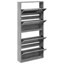 vidaXL Schoenenkast met spiegel 4-laags 63x17x134 cm grijs sonoma
