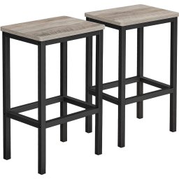 Set van 2 Barkrukken Keukenstoelen voor Keuken Woonkamer Eetkamer | 40 x 30 x 65 cm | Greige Zwart