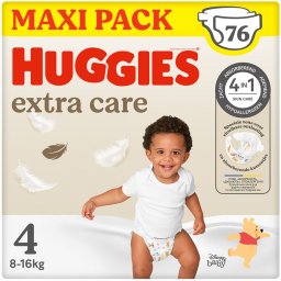 Huggies® Extra Care baby luiers, Maat 4 (8 tot 16 kg), 76 luiers met vochtindicator en Disney designs