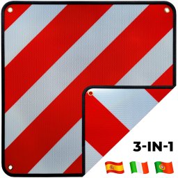 Vebics Markeringsbord - Italië, Portugal en Spanje - Aluminium - 3-in-1 Gevarenbord - Reflecterend - 50x50 cm