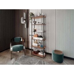 Boekenkast BOOKY 4 legplanken notelaar