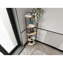Hoekboekenkast BOOKY 4 legplanken eiken