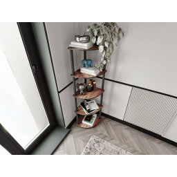 Hoekboekenkast BOOKY 4 legplanken notelaar