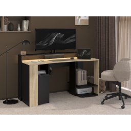 Bureau METACARP 152 cm kronberg eik/zwart met led