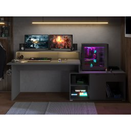 Bureau WORTHIT 2 deuren 1 lade antraciet met led