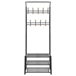 vidaXL Kledingrek met schoenenopberger 68x32x182,5 cm zwart