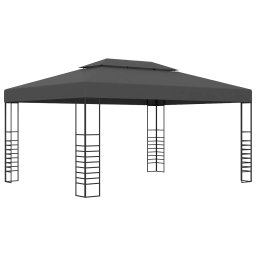 vidaXL Prieel met LED-lichtslinger 3x4 m antracietkleurig