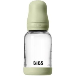 BIBS Baby Glass Bottle Silicone oorbellen met siliconen drinktuit Sage 120 ml