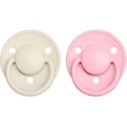 BIBS De Lux Natural Rubber Size 2: 6+ months fopspeen Ivory / Baby Pink 2 st