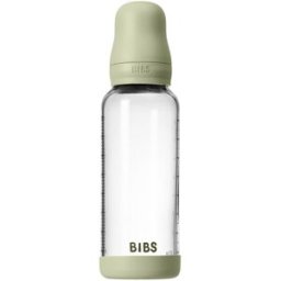BIBS Baby Glass Bottle Round Latex oorbellen Sage 240 ml