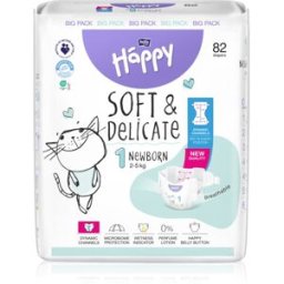 BELLA Baby Happy Soft&Delicate wegwerpluiers met kanaaltjes Newborn 2-5 kg 82 st