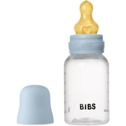 BIBS Anti-Colic Baby Bottle Latex oorbellen met caoutchouc speen Baby Blue 150 ml
