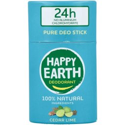 Happy Earth 100% Natural Pure Deo Stick Cedar Lime