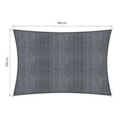 Rechthoekige zonnescherm van incl. spankoorden|Rechthoekig 3 x 4 m| 160 g/m² - donkergrijs