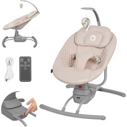Lionelo Rio Wipstoel – Tot 9 kg – 3 Schommelsnelheden – 8 Melodieën & Natuurgeluiden – Ergonomisch Kussen – Afstandsbediening – Speelboog – Wasbare Bekleding