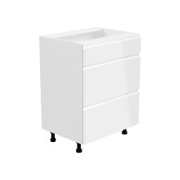Keukenkast ASPAS 3 lades 60 cm wit/hoogglans wit