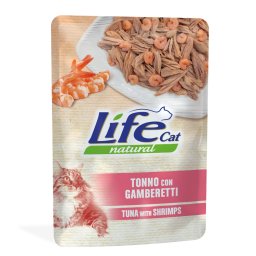 Voordeelpakket: 24x70g Life Cat Natuurlijke Volwassen Tonijn met Garnalen Kattenvoer Nat