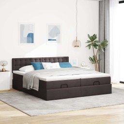 vidaXL Ottoman bed met matrassen 160x200cm stof donkerbruin