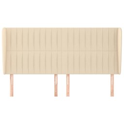 vidaXL Hoofdbord met randen 163x23x118/128 cm stof crèmekleurig