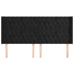 vidaXL Hoofdbord met randen 203x16x118/128 cm fluweel zwart