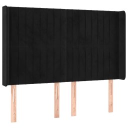 vidaXL Hoofdbord LED 147x16x118/128 cm fluweel zwart